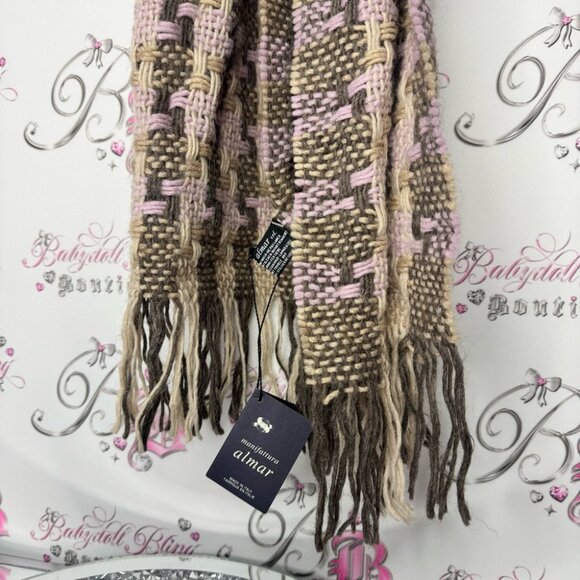 Scarf Italy ๐ฎ๐น alpaca ๐ฆ wool Manifattura almar Elegant Brown Patterned Scarf - Picture 11 of 11